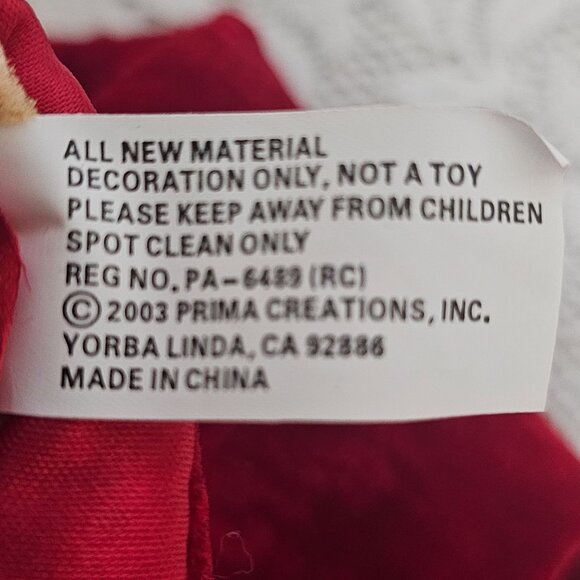 Red Velvet Christmas Stocking 18" handsewn ribbon reindeer lace beaded 2003 vtg - Picture 6 of 8